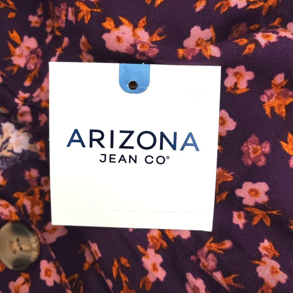 Arizona Jean Co. Womens XS Extra Small Top Floral Button-Down Long Sleeve Rayon - Picture 4 of 10